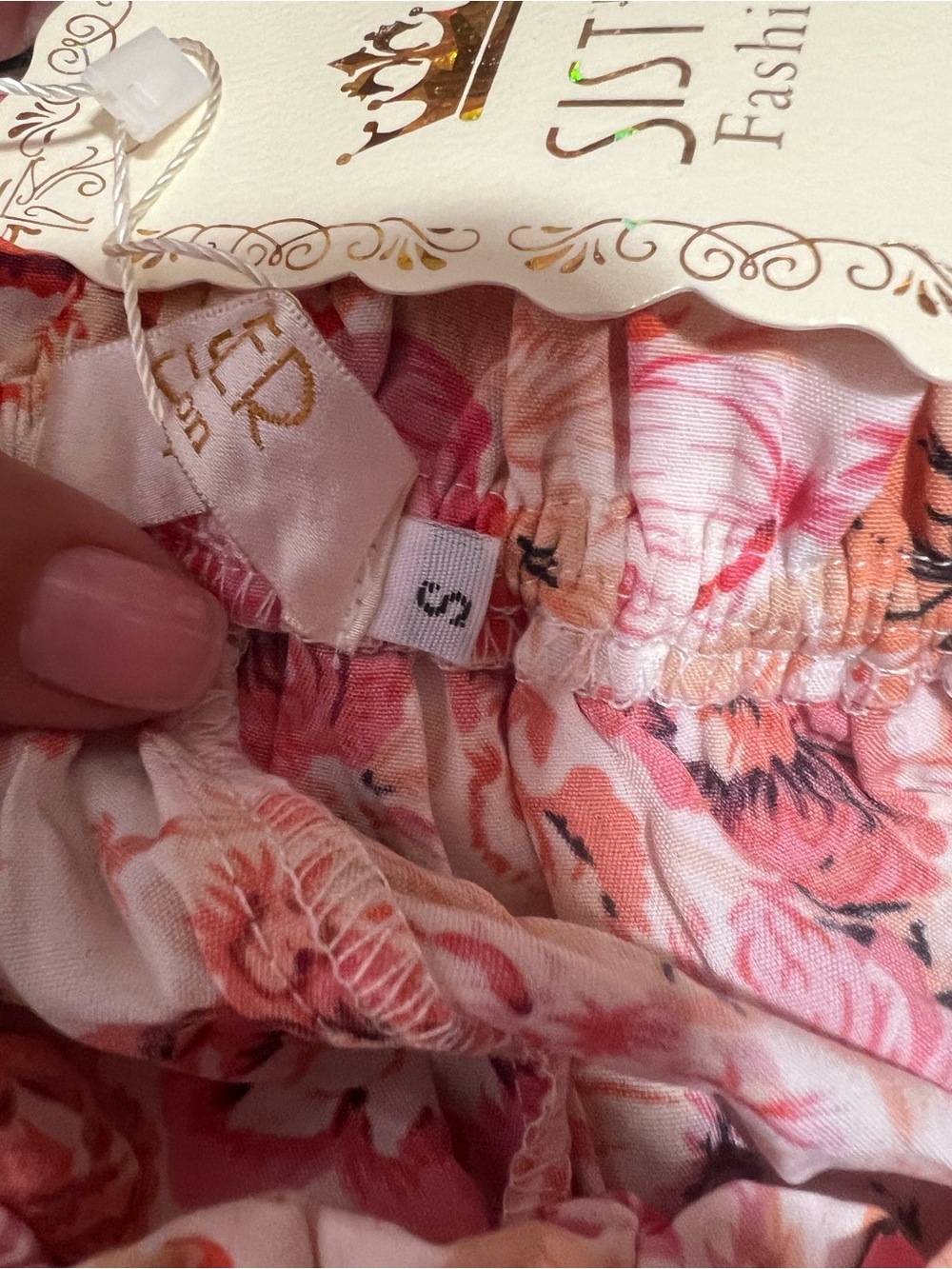 Off-Shoulder Floral Maxi Dress in Coral Pink Print - Picture 8 of 9